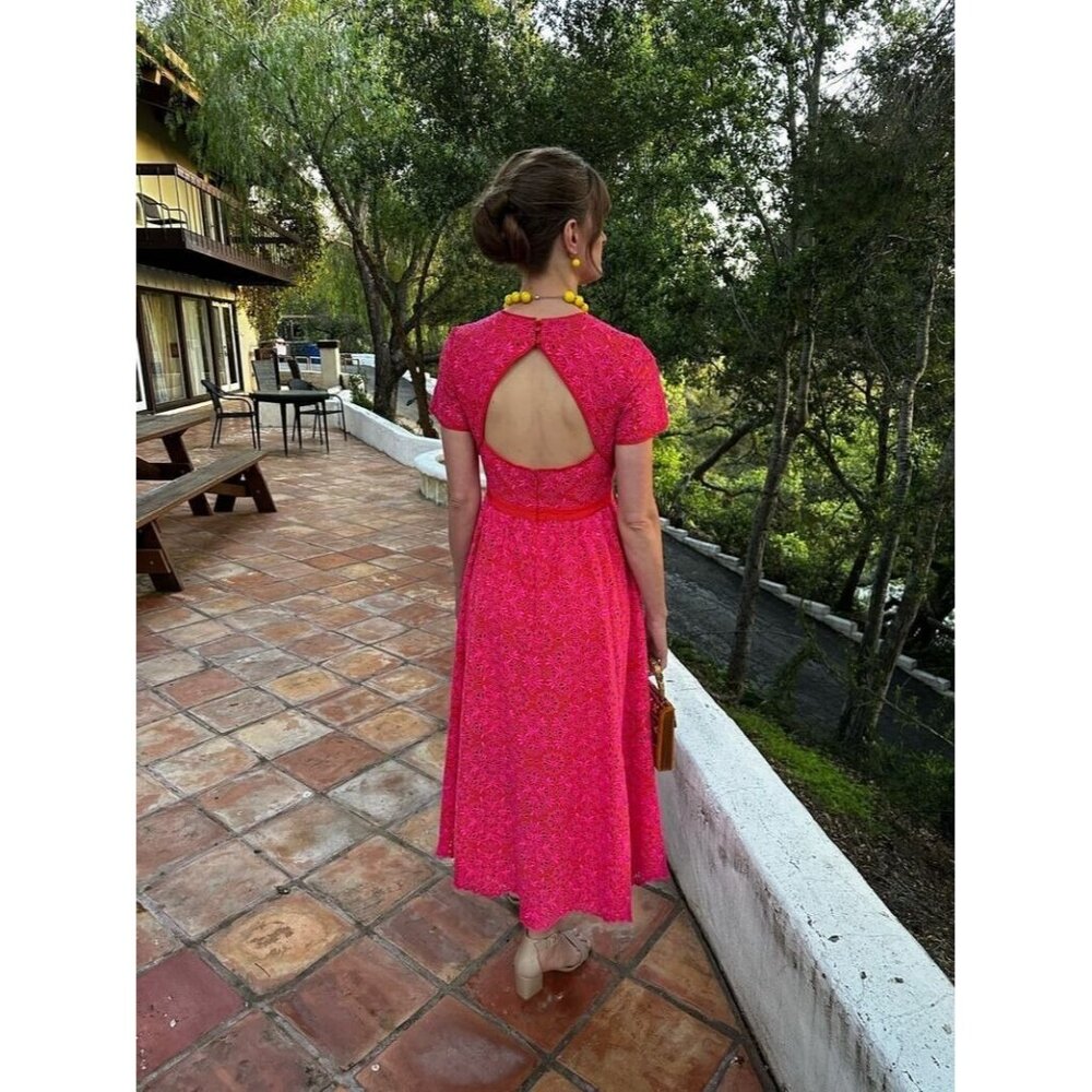 NWT J.Crew Short-sleeve Maxi in Sunset Fuchsia Eyelet Back Cutout Dress 14 - Picture 12 of 12